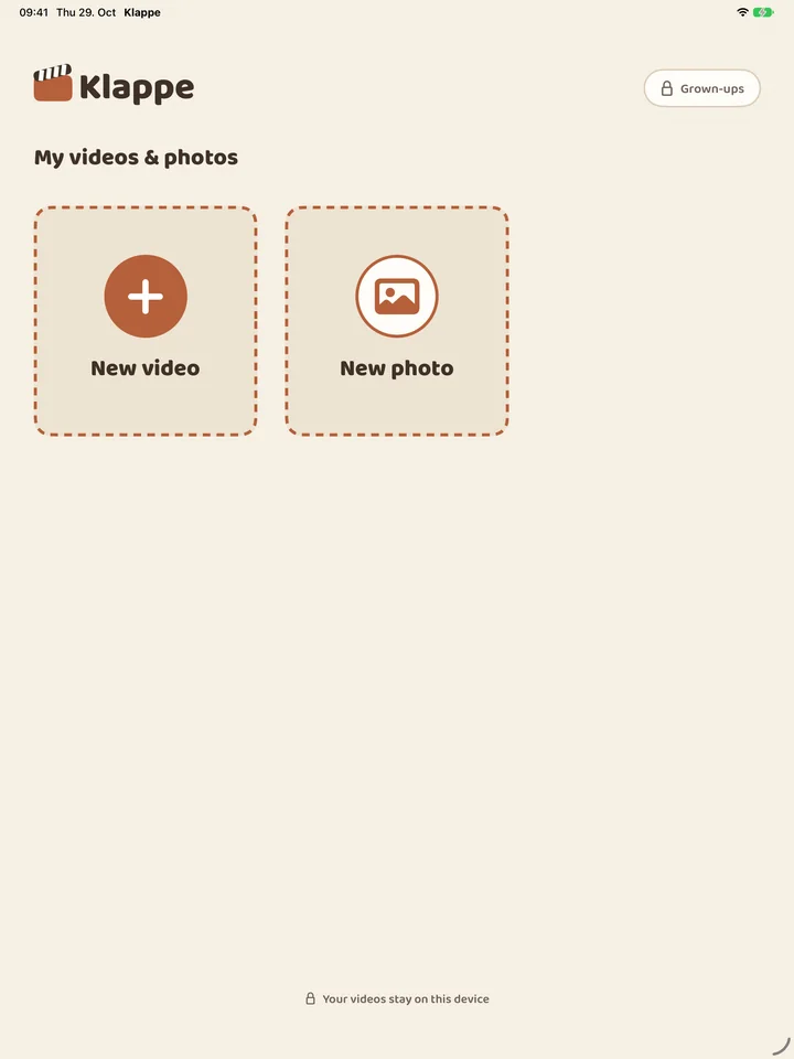 Klappe on iPad
